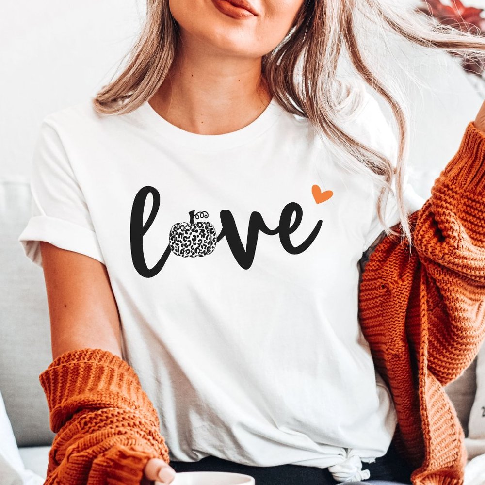 Love Fall Shirt, Thanksgiving Shirt, Fall Shirt - White XS-2X